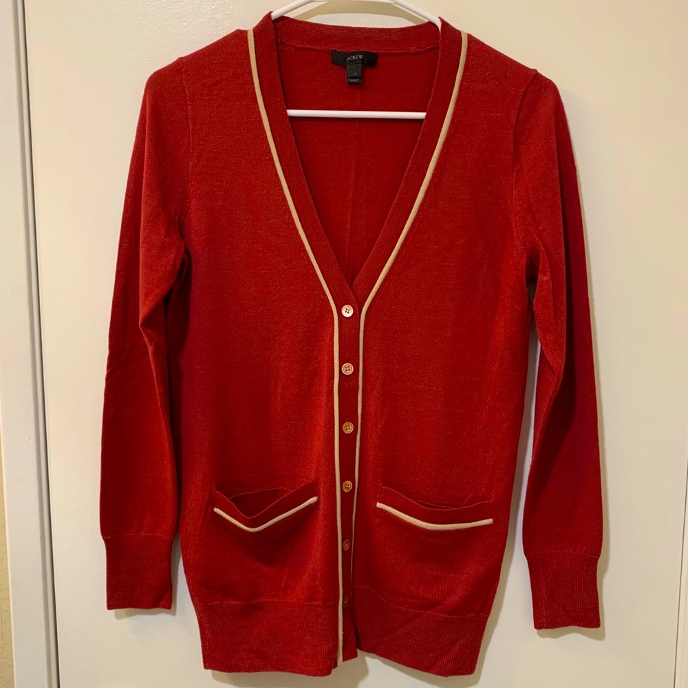 JCrew - Red and Cream Cardigan, Size XSmall